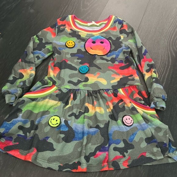 Truly Me Camo Smiley Face Long Sleeve Knit Dress, Girls Size 6 - Picture 6 of 6